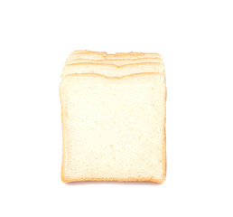 sliced soft and sticky delicious white bread for breakfast on white isolated background