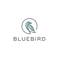 blue bird line vector logo design