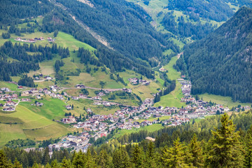 View at santa cristina village in Val Gardena at Italy from a mountain