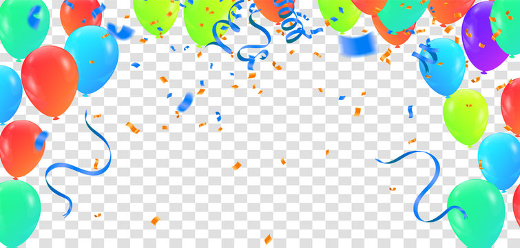 Birthday Balloon And Celebration Banner Party Happy New Year Celebration Festival Background. NYE