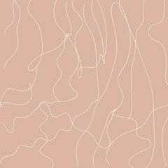 Elegant beige abstract background with hand-drawn not symmetrical thin lines.