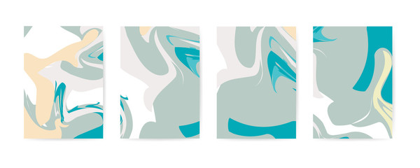 Set marble abstract covers design. Modern fluid colors backgrounds.