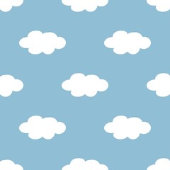 Cute child seamless background with clouds pattern .