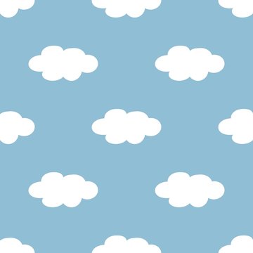 Cute child seamless background with clouds pattern .