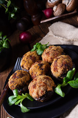 stuffed with minced meat and baked Champignons