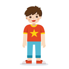 A boy standing on the background. Vector illustration.