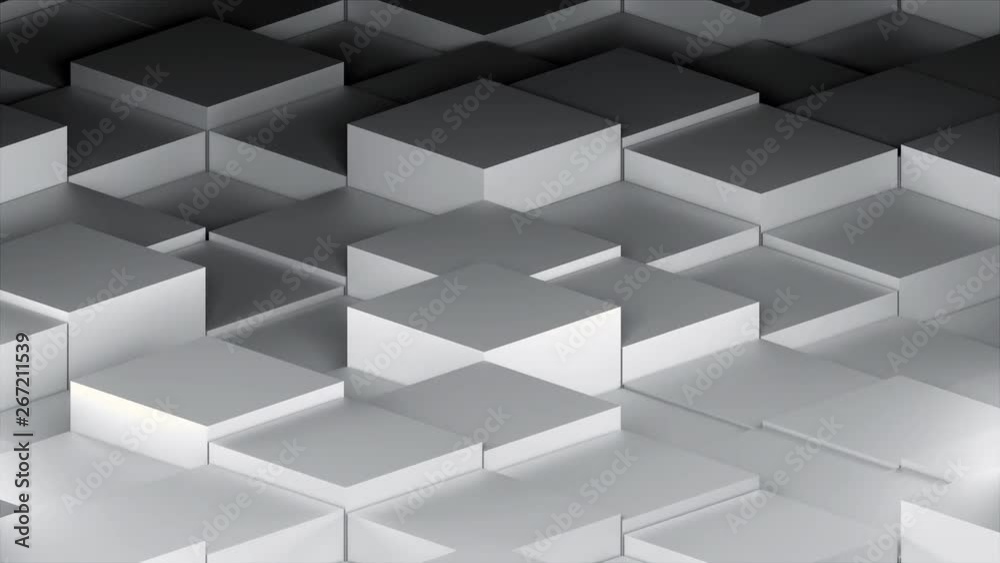 Aufkleber many abstract isometric cubes, modern computer generated 3d rendering background