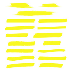 yellow marker text selection. Yellow watercolor hand drawn highlight - obrazy, fototapety, plakaty