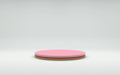 Minimalistic showcase with empty space. Design for product presentation in trendy, pink 3d