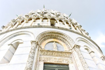Facade of the Pisa Baptistery of St. John in Pisa City