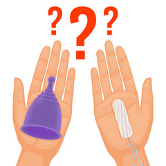 Female hygiene product, menstrual period cup. Women health product. Vector