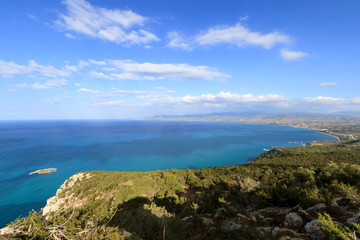 Fototapeta na wymiar Chrysochous bay as seen from Akamas, Cyprus