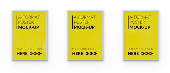 Empty advertising poster (banner) - mockup template isolated on white background. 3D rendering