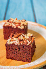 Homemade brownie cake.