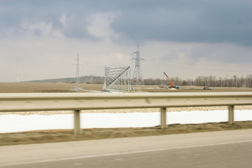 Fototapeta na wymiar Construction of power lines.
