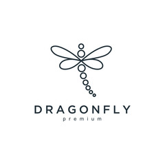 Minimalist elegant Dragonfly logo design with line art style  outline monoline icon illustration