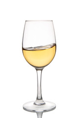 Glass of white wine isolated on a white background.