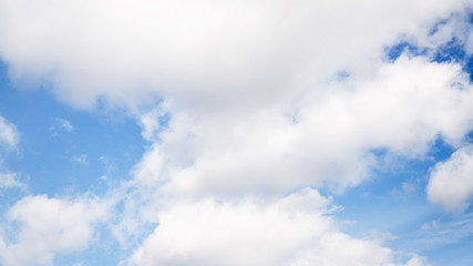 Fluffy big white cloud on the blue sky background. 16:9 panoramic format.