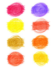 Set of abstract color drawn elements