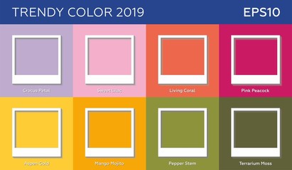 Fototapeta premium Color of the year 2019 Living Coral pantone and other fashionable trend and neutrals colors of spring-summer 2019 season from fashion weeks. Vector graphics.