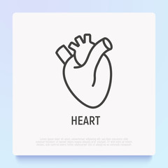 Human anatomical heart thin line icon. Modern vector illustration of human organ.