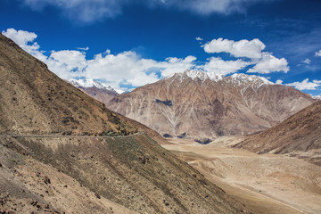 Mountain road in Nubra valley in Himalaya mountains.
