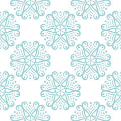 Seamless pattern with blue flowers On white background for textile