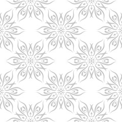 Fototapeta na wymiar Floral seamless pattern. Gray and white background