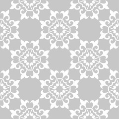  Seamless pattern in arabic style. Gray and white background
