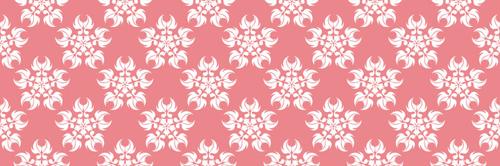 Floral print. White pattern on pale pink seamless background