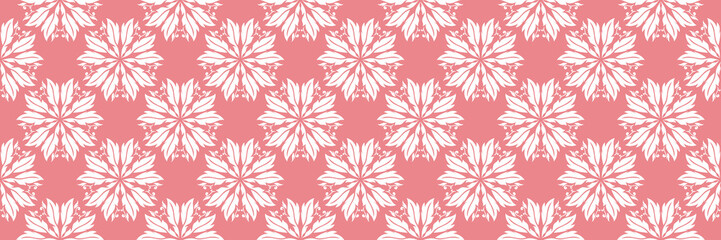 Fototapeta na wymiar Floral white seamless print. On pale pink background