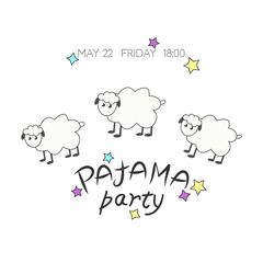 Cozy vector illustration with cute sheep, stars and text 