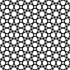 Seamless arabic geometric ornament in black and white.