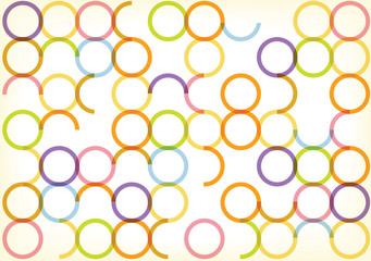 Colorful vector retro background with symmetrical pastel circles. Round vector shapes isolated on white background.