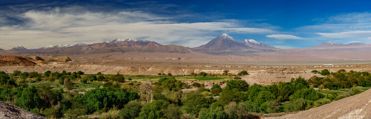 Ultra wide gigapan panoramic view of Licancabur volcano and San Pedro de Atacama