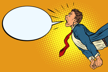 panic businessman screaming