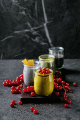 Variety of chia puddings