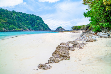 Koh Rok Island - Beautiful seascape with wounderful white beach and blue sky Best island in Koh Lanta Island Krabi Province Thailand