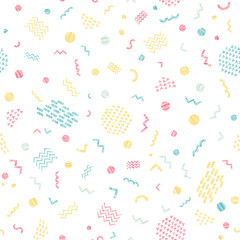Colorful scratchy seamless pattern. Bright colors.