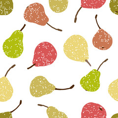 Pears. Fruit harvest texture. Seamless pattern.