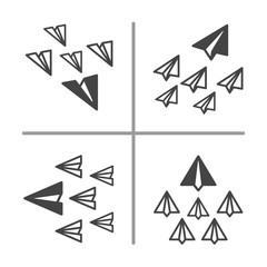 paper plane conceptual illustration and vector set