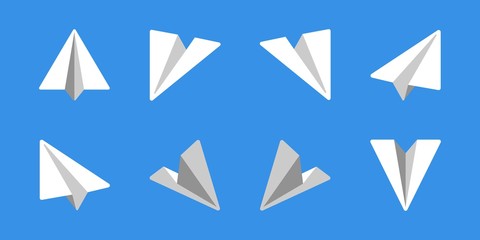 paper plane flat icon set