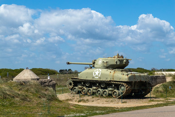 Sherman tank at Utah beach Normandy France