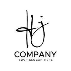 HJ Initial Letter handwriting logo vector. Hand lettering for designs