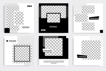 Editable minimal square banner template. Black and white background color. Suitable for social media post and web/internet ads. Vector illustration with photo college