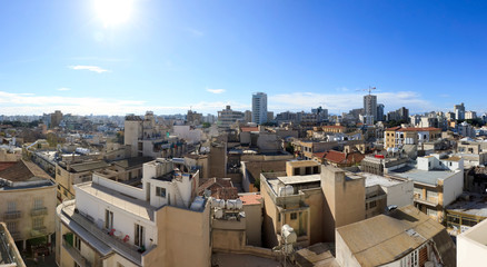 Nicosia skyline panorama in a bright sunny day