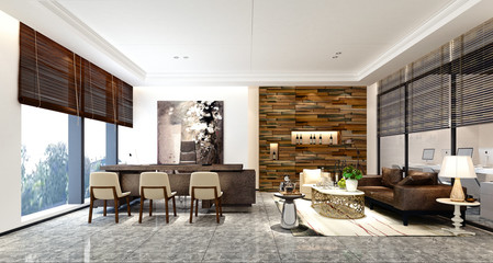 3d render modern living room