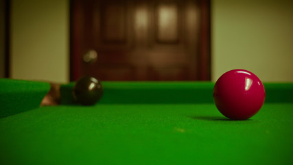 billiard ball and cue