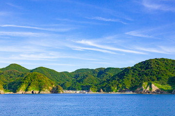 Fototapeta na wymiar 伊豆半島西海岸妻良漁港の風景、静岡県南伊豆町にて