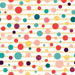 Vector stripes and dots seamless pattern on white background